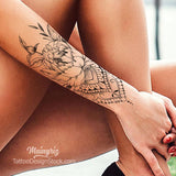 peony mandala half sleeve tattoo design created by tattoo artist