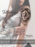 Realistic lion tattoo design high resolution download
