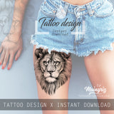 Realistic lion tattoo design high resolution download