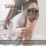 Realistic lion tattoo design high resolution download