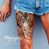 Tiger Key and Rose - tattoo design download