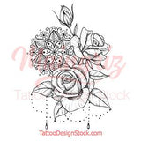 Rose and pearls mandala tattoo design references