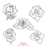 5 linework minimalist roses digital tattoo design references