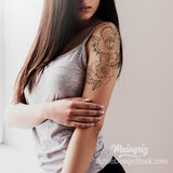 Sexy half sleeve rose linework tattoo design high resolution download