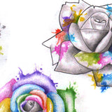 5 Roses watercolor digital tattoo design references 
