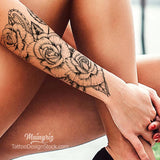 Sexy roses line work tattoo for woman
