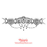 original lace garter with pearl tattoo design by tattoo artist