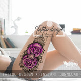 sexy lace purple roses tattoo designs