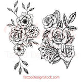 Sexy roses line work Tattoo design for woman