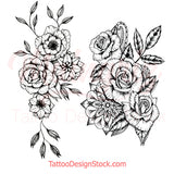 amazing roses line work tattoos for woman