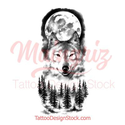 sexy wolf and moon design references digital download created by tattoo artist 
