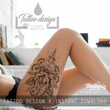 amazing sexy lace garter tattoos with rose and mandala for girls in instant download