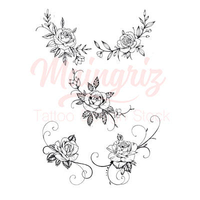 5 Roses side boobs tattoo design high resolution download