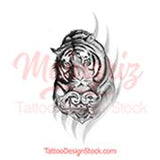 Realistic tiger with heart tattoo design high resolution download