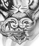 Realistic tiger with heart tattoo design high resolution download