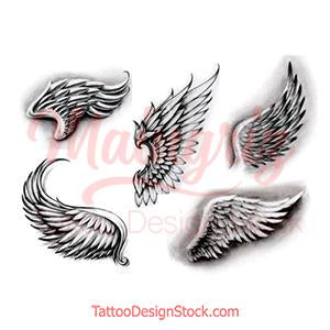 5 wings tattoo design high resolution download