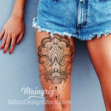 sexy oriental mandala leg tattoo design references
